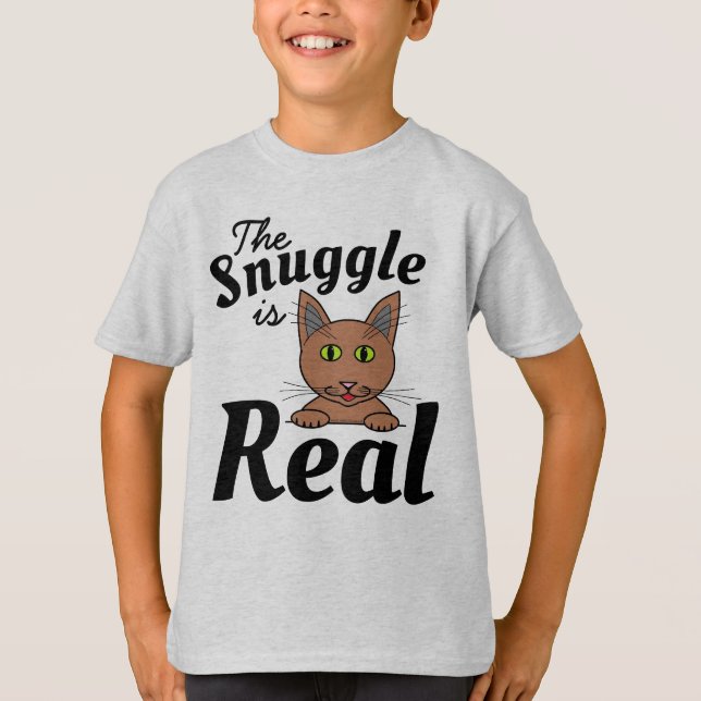 Snuggen är Real Cute Cat T-skiva T Shirt (Framsida)
