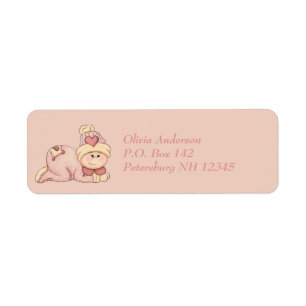 Snuggle Flicka - Ro Rosa & Orange Baby Shower Returadress Etikett