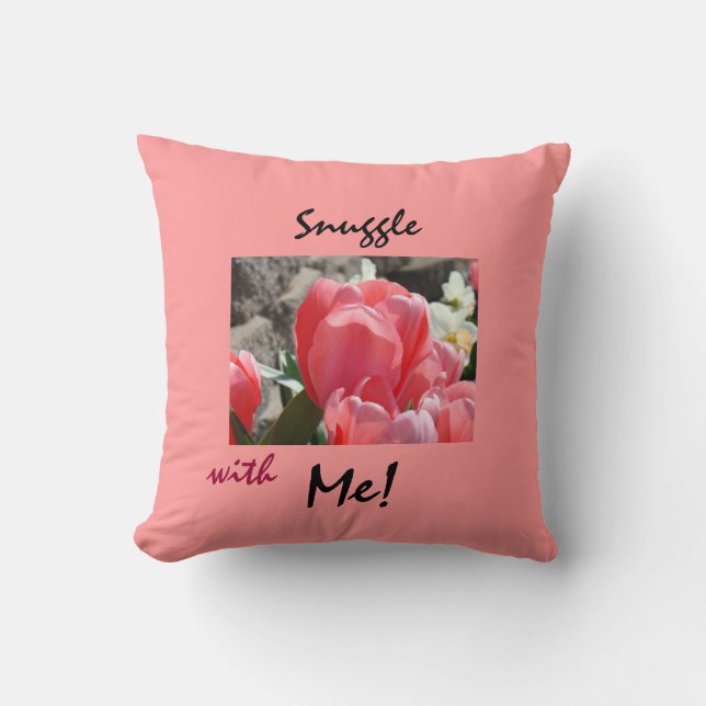 Snuggle med mig! Rosa tulpan kudde Kärlek Du prese (Framsida)