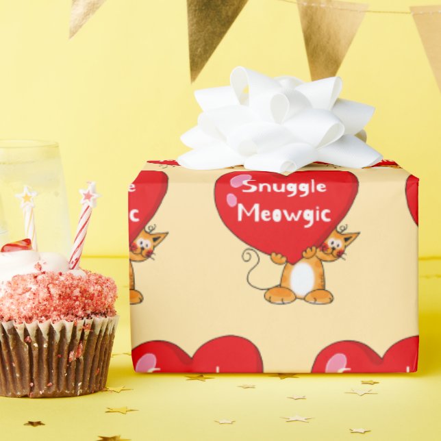 Snuggle Meowgic Funny Cat Pun Art Presentpapper (Födelsedagsfest)
