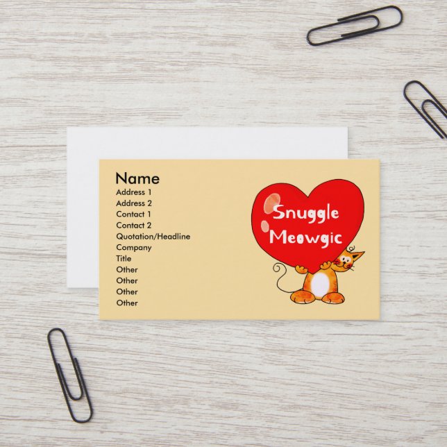 Snuggle Meowgic Funny Cat Pun Art Visitkort (Fram/Back In Situ)