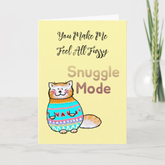 Snuggle Mode Cat Valentine Card Kort