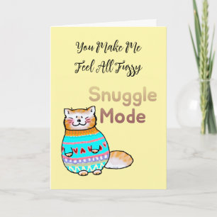 Snuggle Mode Katt Valentinskort Kort