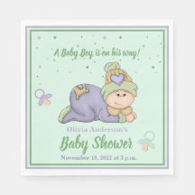 Snuggle Pojke - Grönt & Lila Baby Shower