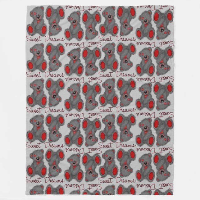 Snuggle Sweet Dreams Teddy-briljant ruby Fleecefilt (Framsidan)