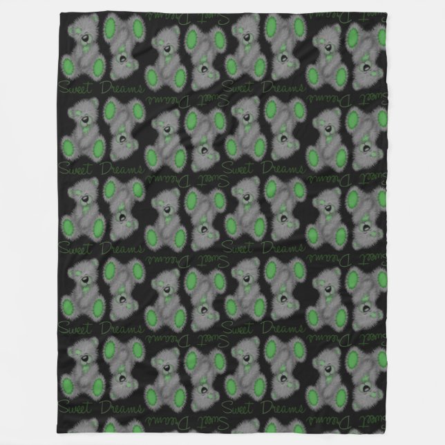 Snuggle Sweet Dreams Teddy-emerald grönt Fleecefilt (Framsidan)