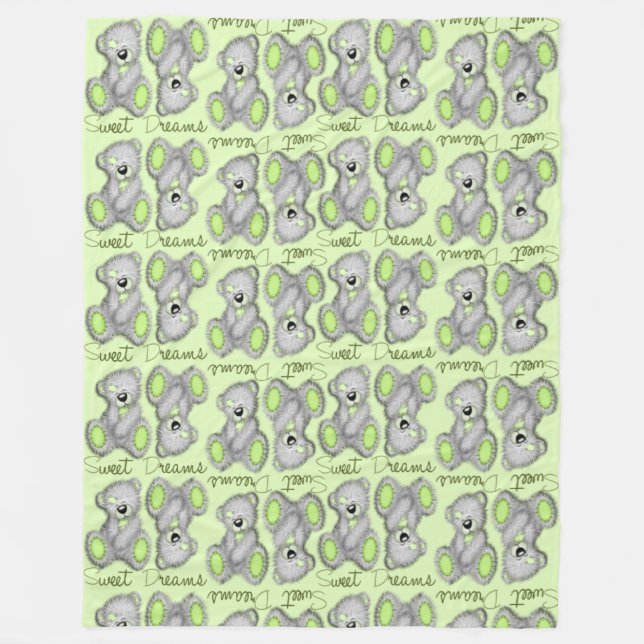 Snuggle Sweet Dreams Teddy-peridot Fleecefilt (Framsidan)