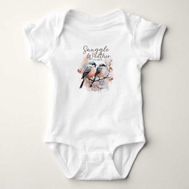 Snuggle Weather Är Här, Fåglar på Gren Jul T Shirt (Framsida)