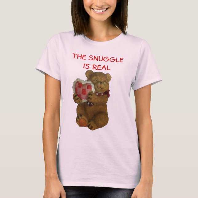 Snugglen är den verkliga nallen t-shirt (Framsida)