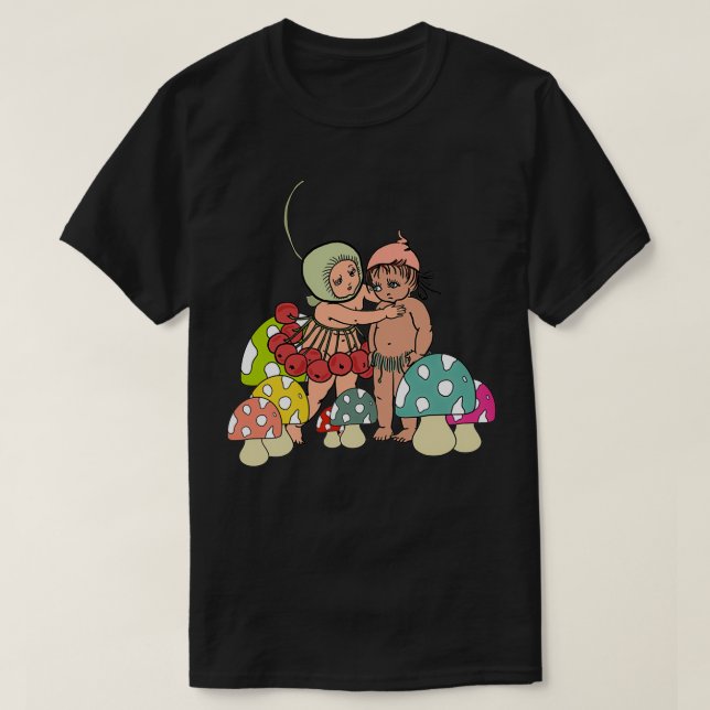 Snugglepot och Cuddlepie och svampar T Shirt (Design framsida)