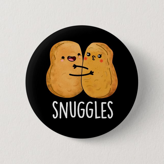 Snuggles Funny Nugget Couple Pun Mörk BG Knapp (Framsida)