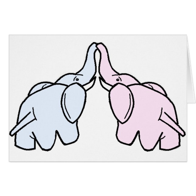 Snuggling elefanter hälsningskort (Framsidan Horizontal)
