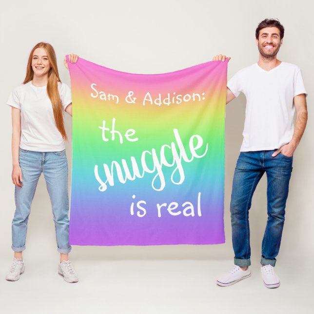 Snugglingen är "Real Personlig Rainbow Blanket" Fleecefilt (På plats)