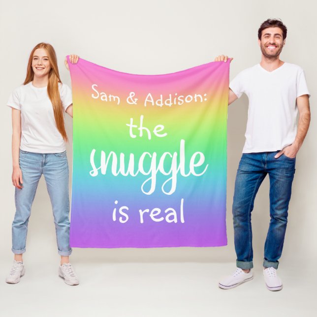 Snugglingen är "Real Personlig Rainbow Blanket" Fleecefilt (På plats)