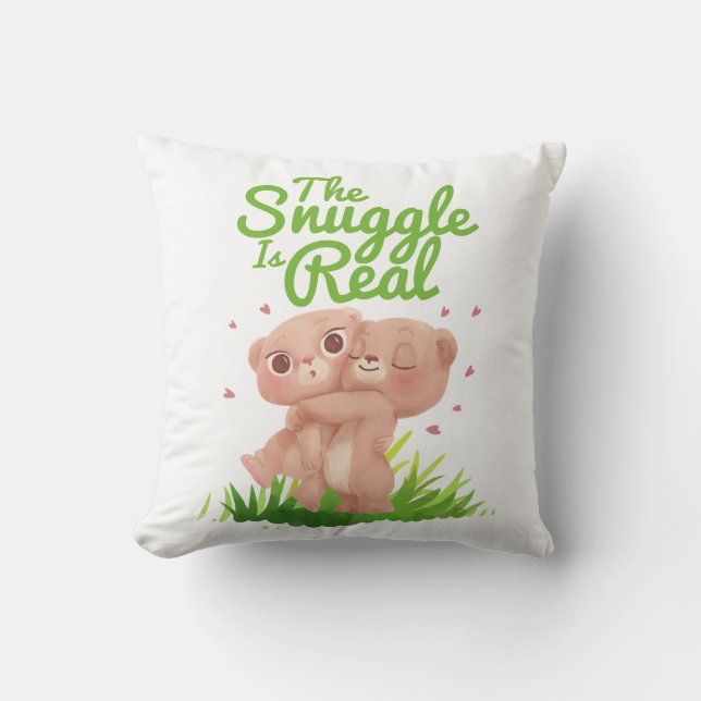 Snugglingen är riktigt Cute Bear Hugs Kudde (Framsida)