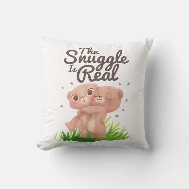 Snugglingen är riktigt Cute Bear Hugs Kudde (Framsida)