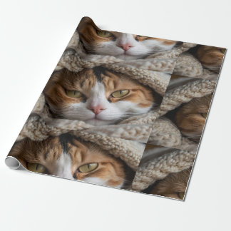 Snuggly Calico Cat and Blanket Presentpapper