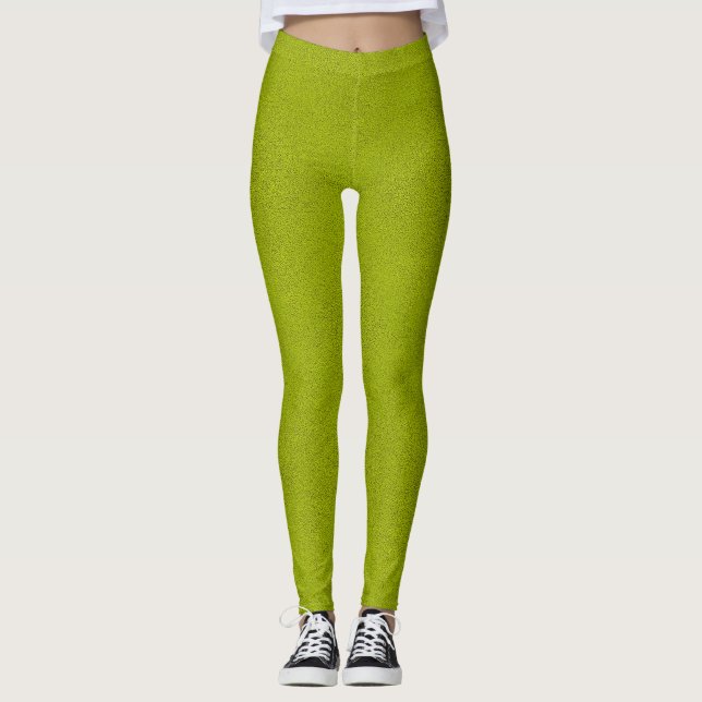 Snuggly Chartreuse Grönt Suede Leggings (Framsida)