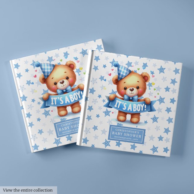 Snuggly Det är en nalle babydusch. Gästböcker (Snuggly It’s a boy teddy bear baby shower keepsake book)