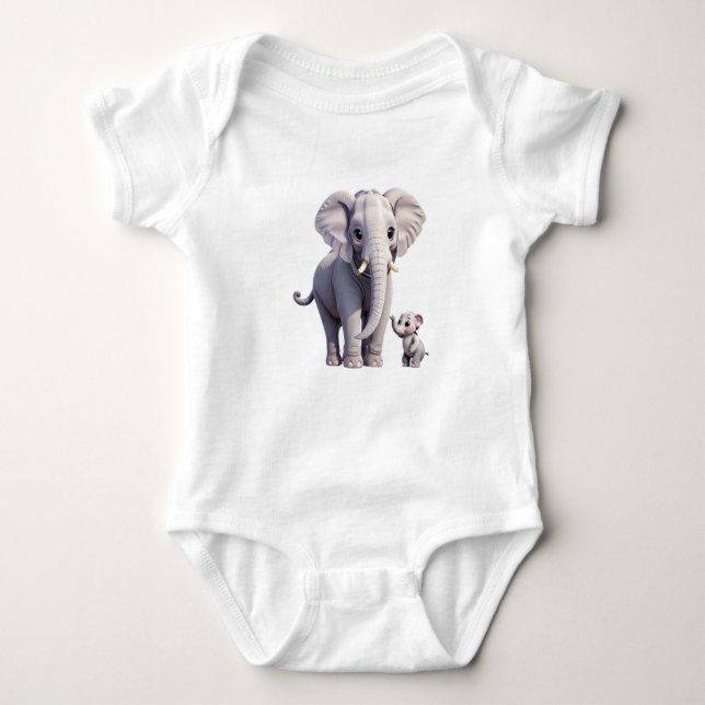 Snuggly Elephants Baby Jersey Bodykostym T Shirt (Framsida)