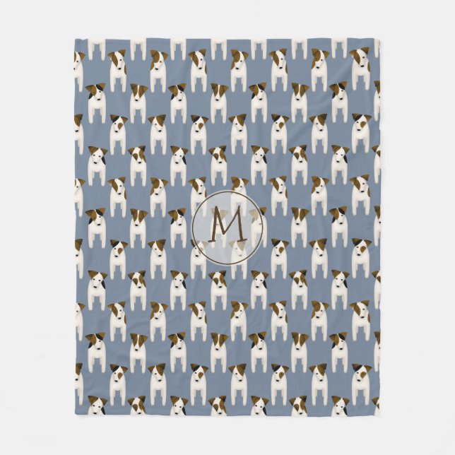 Snuggly Jack Russell Terriers mönster monogrammad Fleecefilt (Framsidan)