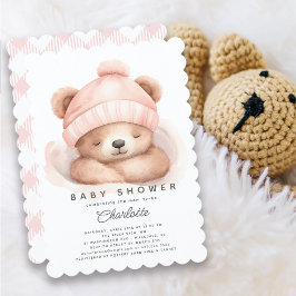 Snuggning uppåt Bear Baby Shower-inbjudan Inbjudningar