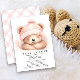 Snuggning uppåt Bear Baby Shower-inbjudan Inbjudningar