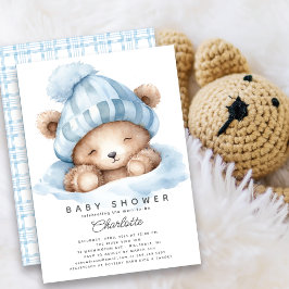 Snuggning uppåt Bear Baby Shower-inbjudan Inbjudningar