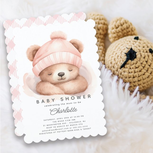 Snuggning uppåt Bear Baby Shower-inbjudan Inbjudningar (Skapare uppladdad)