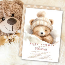 Snuggning uppåt Bear Baby Shower-inbjudan
