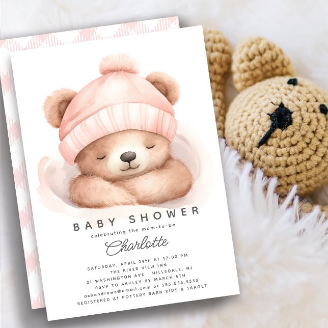 Snuggning uppåt Bear Baby Shower-inbjudan Inbjudningar (Skapare uppladdad)