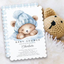 Snuggning uppåt Bear Baby Shower-inbjudan