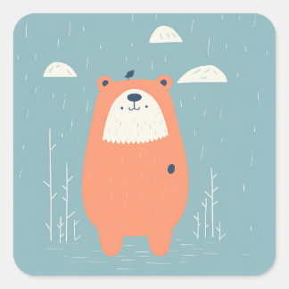 Snuggy Bear Stickers Fyrkantigt Klistermärke