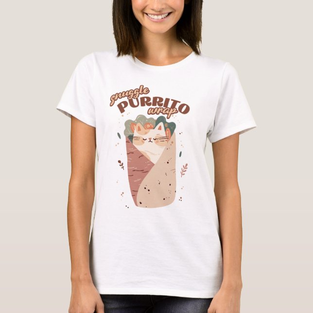SnugPurrito-skrot Cute Cat T Shirt (Framsida)