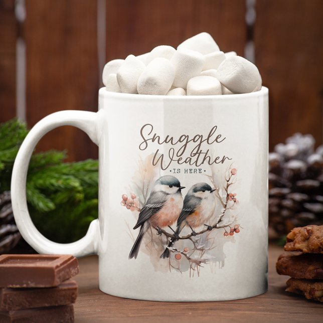 Snugväder är här, fåglar på Gren-julen Kaffemugg (Skapare uppladdad)