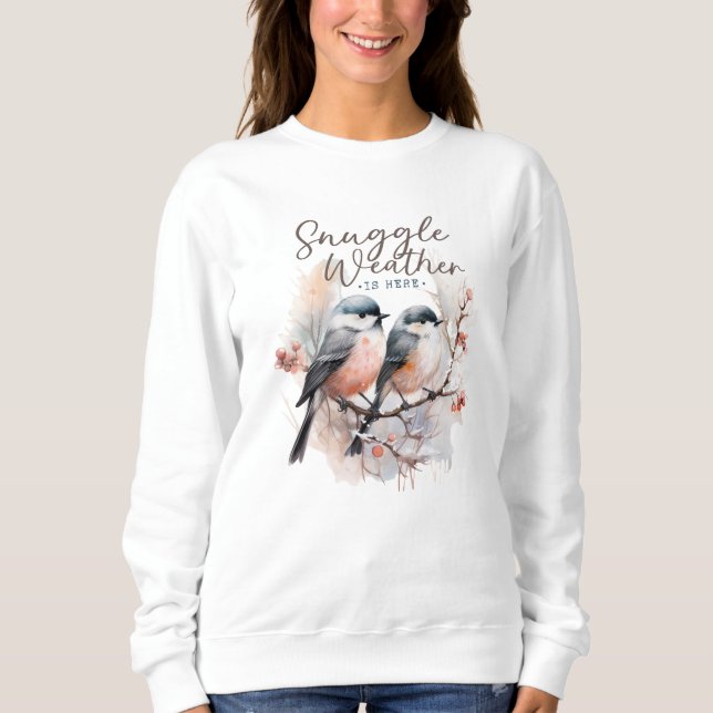 Snugväder är här, fåglar på Gren-julen T Shirt (Framsida)