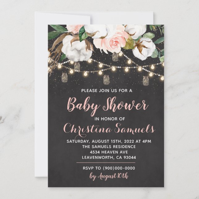 Snurlykta Baby Shower Inbjudan (Framsida)