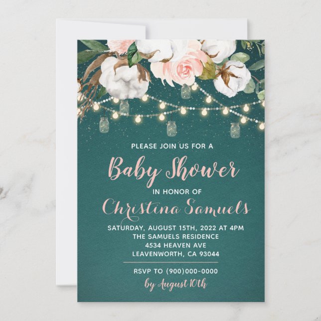 Snurlykta Baby Shower Inbjudan (Framsida)
