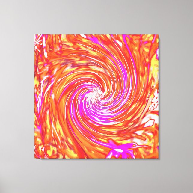 Snurra Blommigt för Retro-Magenta och Färg-höst Canvastryck (Framsida)