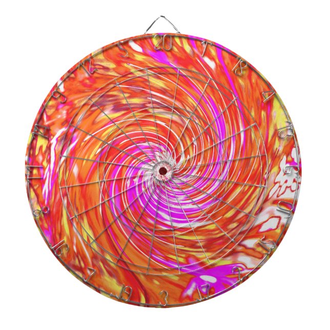 Snurra Blommigt för Retro-Magenta och Färg-höst Darttavla (Framsidan)