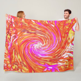 Snurra Blommigt för Retro-Magenta och Färg-höst Fleecefilt