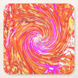 Snurra Blommigt för Retro-Magenta och Färg-höst Underlägg Papper Kvadrat