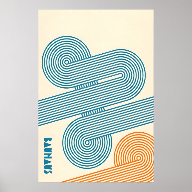 Snurra Den Blå Cirkeln - Bauhausinspirerat Konsttr Poster (Framsidan)