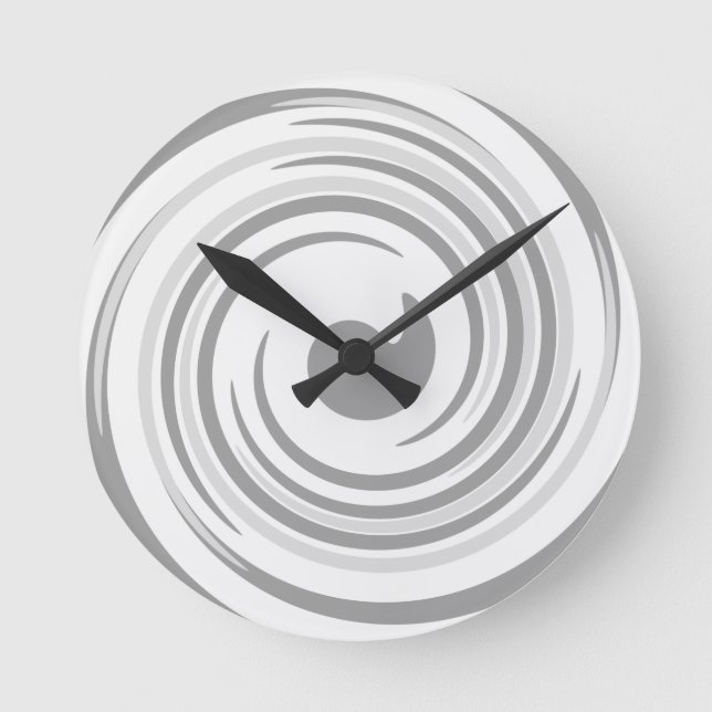 Snurra i Grått Round Clock Rund Klocka (Framsida)