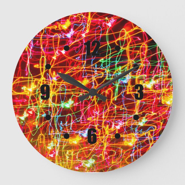 Snurra Neon Ljus Glowing Wall Clocks Stor Klocka (Framsida)