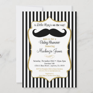 Snurra pojke baby shower inbjudan svart guld