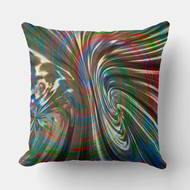 Snurrande, böjd, färgad, silkesväv kudde (Framsida)