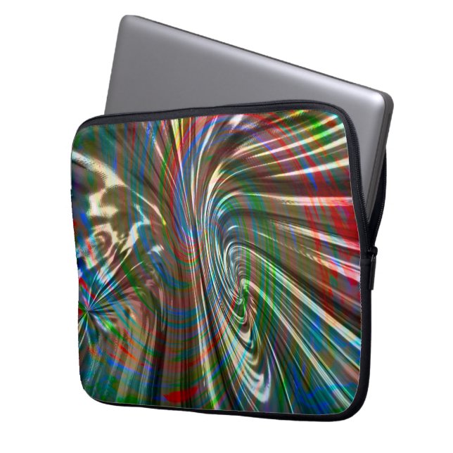 Snurrande, böjd, färgad, silkesväv laptop fodral (Framsidan Vänster)