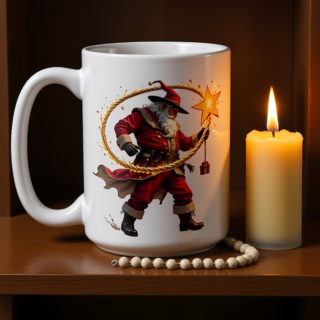 Snurrande Lasso Cowboy Tomte Kaffemugg (Skapare uppladdad)