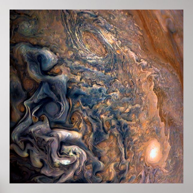 Snurrande moln av Planet Jupiter Close Up Poster (Framsidan)
